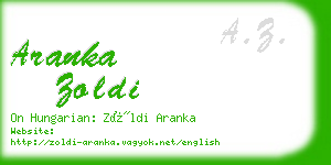 aranka zoldi business card